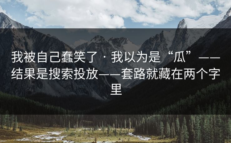 我被自己蠢笑了 · 我以为是“瓜”——结果是搜索投放——套路就藏在两个字里